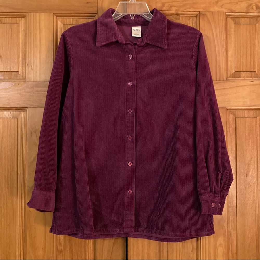 NWOT Blair Corduroy Top Long Sleeve Blouse Purple Women's Size L Large